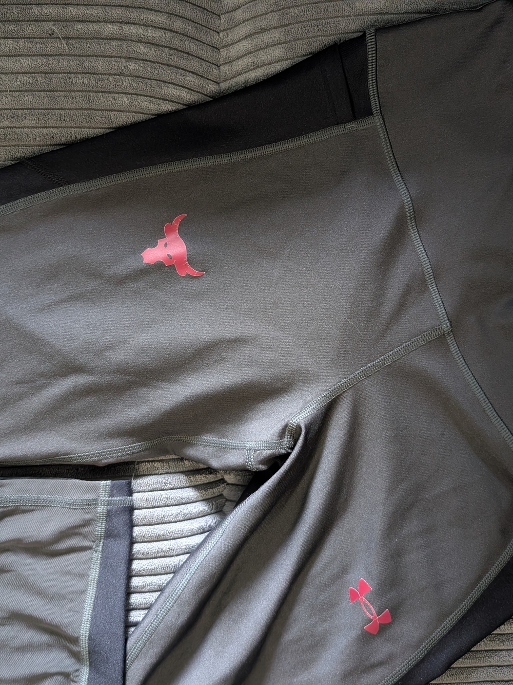 Under Armour Women's Gray Leggings with Red Dwayne Johnson Logos